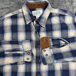 Alaska 1959 Wilderness Gear Flannel Shirt Mens Large Blue Plaid Corduroy Trim